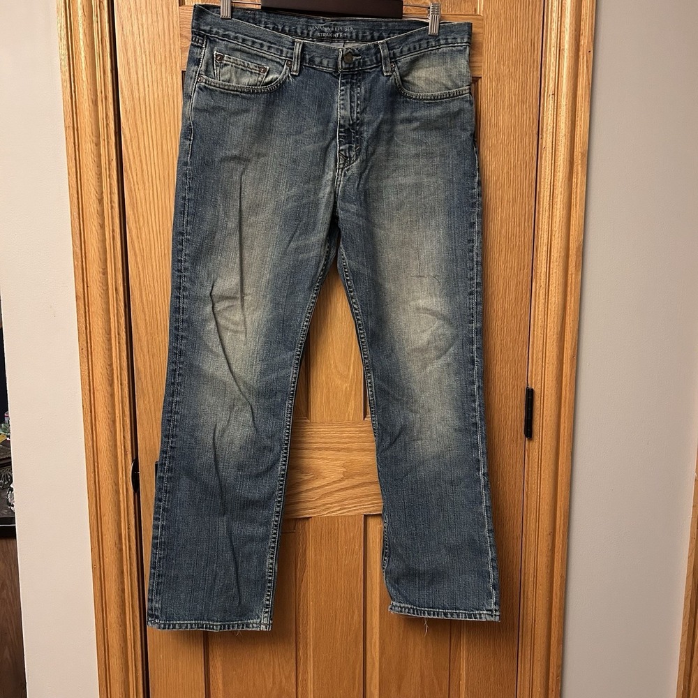 Banana Republic Regular Fit Straight Light Washed Blue Jeans Men's 34x30 Denim